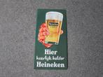 HEINEKEN BLIKKEN RECLAMEBORD, Verzamelen, Biermerken, Ophalen, Gebruikt, Reclamebord, Plaat of Schild, Heineken