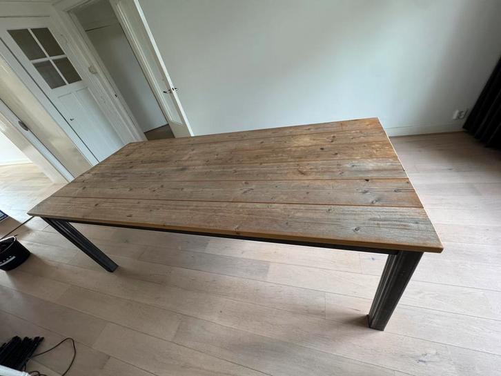Steigerhouten eettafel, Huis en Inrichting, Tafels | Eettafels, Gebruikt, 100 tot 150 cm, 200 cm of meer, Rechthoekig, Overige houtsoorten