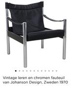 Safari chair by Johanson Design, leer / chroom, Jaren 70, Gebruikt, Leer, Ophalen