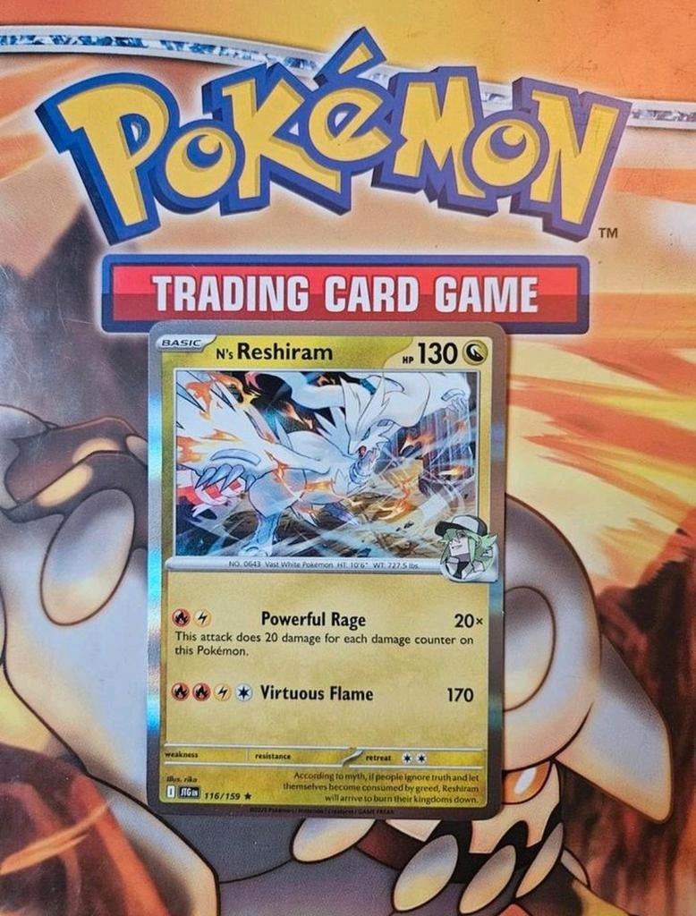 N's Reshiram 116/159 Journey Together holo rare nm-mint, Ophalen of Verzenden, Zo goed als nieuw, Losse kaart, Foil