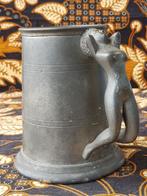 Mooie oude Engelse tinnen beker met naakte vrouw 12,7 cm., Antiek en Kunst, Ophalen of Verzenden