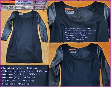 VANILIA wollen jurk met echt leren mouwen maat 36 nieuw   beschikbaar voor biedingen