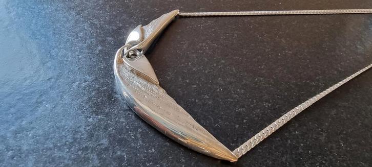 Zilveren vintage ketting franz breuning vleugels, Sieraden, Tassen en Uiterlijk, Kettingen, Zo goed als nieuw, Zilver, Zilver