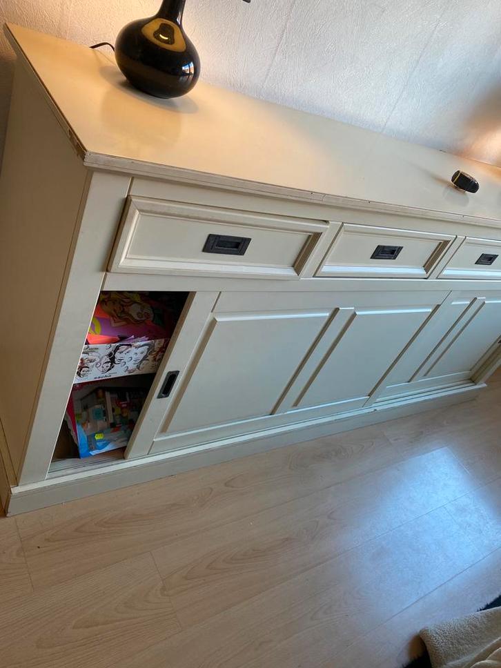 Crème Dressoir - 207cm, Huis en Inrichting, Kasten | Dressoirs, Gebruikt, 200 cm of meer, 50 tot 75 cm, Met lade(s), Overige houtsoorten