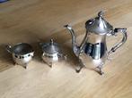 Koffie-/theepot met roomkan en suikerpot - verzilverd, Ophalen of Verzenden, Zilver