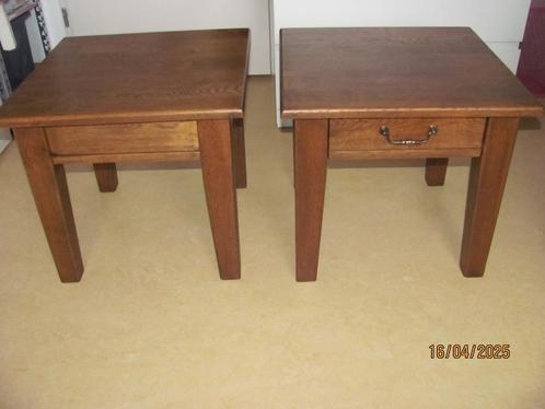 HOUTEN eiken BIJZETTAFELTJES tafeltjes SANDERS 50x50x45 IZGS, Huis en Inrichting, Tafels | Bijzettafels, Zo goed als nieuw, Vierkant