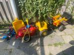 Traptractor jcb met voorlader en kar rollytoy brandweer kar, Ophalen, Gebruikt
