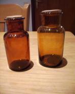 antiek glazen apothekerspotjes met kurk 2 stuks, Ophalen of Verzenden