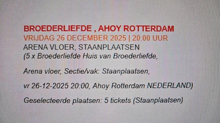 BROEDERLIEFDE CONCERT VRIJDAG 26-12-2025  20:00 AHOY, Tickets en Kaartjes, Concerten | Nederlandstalig, Drie personen of meer