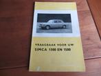 Vraagbaak Simca 1300, Simca 1500 af 1963, Ophalen of Verzenden
