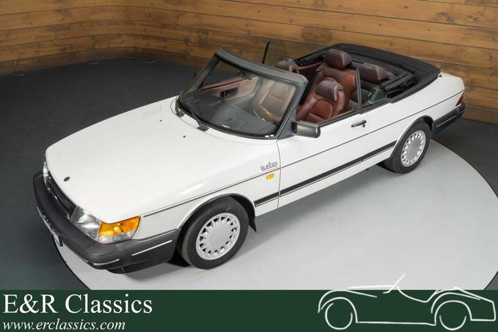 Saab 900 Turbo 16V | 1988, Auto's, Oldtimers, Bedrijf, Te koop, Lederen bekleding, Open dak, Saab, Benzine, Cabriolet, Automaat