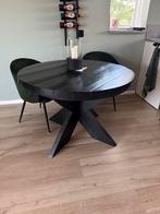 Steigerhouten Eettafel - Zwart Gelakt - 110cm, Ophalen, Gebruikt, 100 tot 150 cm, Rond