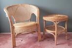 Rotan Bistro Setje - Stoel en Tafeltje, Ophalen, Gebruikt, Bruin, Vintage