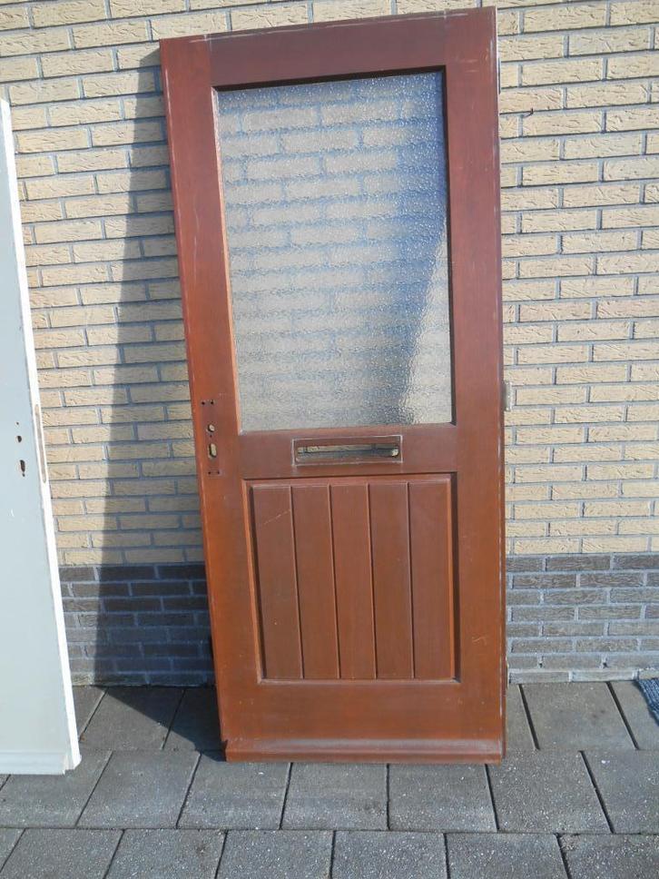 hardhouten voordeur 88 x 210 enkelglas, Doe-het-zelf en Verbouw, Deuren en Horren, Gebruikt, Buitendeur, 200 tot 215 cm, 80 tot 100 cm