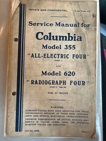 Columbia 355 & 620 Service Manual - Origineel beschikbaar voor biedingen