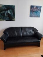 Zwarte leren 2-zits bank - 2 meter breed, Ophalen, Gebruikt, 150 tot 200 cm, Tweepersoons