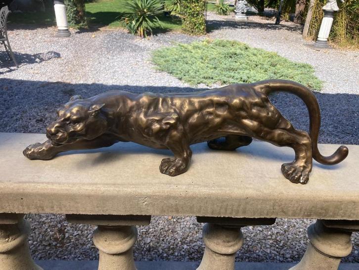 echt bronzen beeld PANTER 61cm lang onbeschadigd, Antiek en Kunst, Antiek | Koper en Brons, Brons, Ophalen