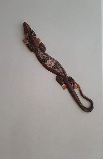 Houten Hagedis Wanddecoratie lengte 100 cm. beschikbaar voor biedingen