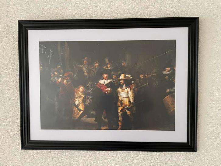 Gratis Rembrandt Nachtwacht Print met Lijst, Antiek en Kunst, Kunst | Litho's en Zeefdrukken, Ophalen