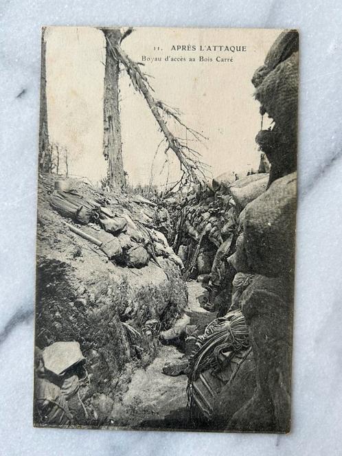 Wo1: ww1: loopgraaf Bos na de aanval, Verzamelen, Militaria | Algemeen, Landmacht, Foto of Poster, Nederland, Ophalen of Verzenden