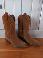 Cognac Suède Cowboy boots, rits Mt 36 Omoda, Bruin, Omoda, Lage of Enkellaarzen, Ophalen of Verzenden