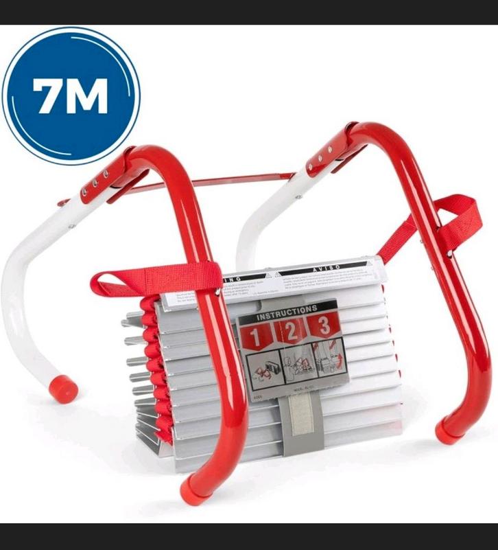 Brandladder / Vluchtladder 7 m / 20 treden, gecertificeerd, Doe-het-zelf en Verbouw, Ladders en Trappen, Nieuw, 4 meter of meer