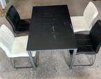 Eettafel met 4 stoelen - Modern Design, Ophalen, Gebruikt, 100 tot 150 cm, 50 tot 100 cm