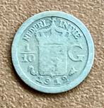 Zilveren 1/10 Gulden / dubbeltje Nederlands Indië 1912, Postzegels en Munten, Munten | Nederland, Verzenden, Zilver, 10 cent, Koningin Wilhelmina