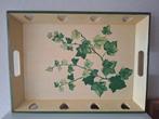 Vintage, houten dienblad. Geel/groen/blad/ hart. 43x31 cm., Ophalen of Verzenden, Gebruikt, Rechthoekig, Hout