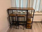 Bartafelset, Eiken rustiek 120 x 50 cm, planken,2 barkrukken, Ophalen, 100 tot 150 cm, 75 cm of meer, Nieuw