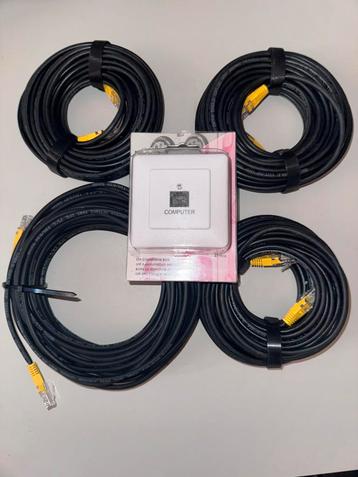 4x UTP Kabel 15m + Wandcontactdoos Nieuw beschikbaar voor biedingen