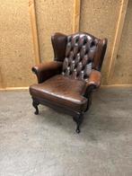 Vintage chesterfield Klassieke lederen fauteuil, Ophalen, Gebruikt, Leer, 75 tot 100 cm