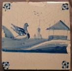 Oude Delftse Tegel met Zwaan, Antiek en Kunst, Ophalen of Verzenden