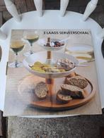 Nieuwe 3-laags etagere van bamboe en porselein, Huis en Inrichting, Woonaccessoires | Etagères, Ophalen, Nieuw