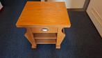 Vintage lichteiken bijzettafeltje, Minder dan 55 cm, Gebruikt, Rond, Hout
