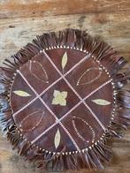 2 Vintage Lederen Kussens met franjes., Ophalen of Verzenden
