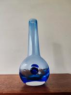 Krosno voor PPG bijzonder vormgegeven blauwe vaas glas 26 cm, Minder dan 50 cm, Glas, Blauw, Ophalen of Verzenden