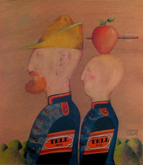 Marthe Seguin Fontès - Tell - Grafiek Drukgesign., Antiek en Kunst, Kunst | Litho's en Zeefdrukken, Ophalen of Verzenden