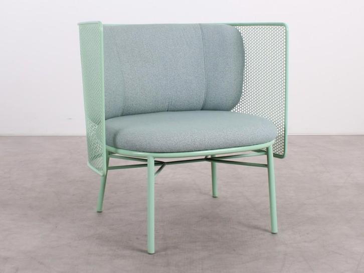 DeBerenn | Curvo | Loungechair | Groen, Huis en Inrichting, Fauteuils, Zo goed als nieuw, Metaal, Stof, 75 tot 100 cm, 75 tot 100 cm