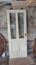Hardhouten binnendeur met glas 211x83 cm, Ophalen, Gebruikt, 80 tot 100 cm, Binnendeur