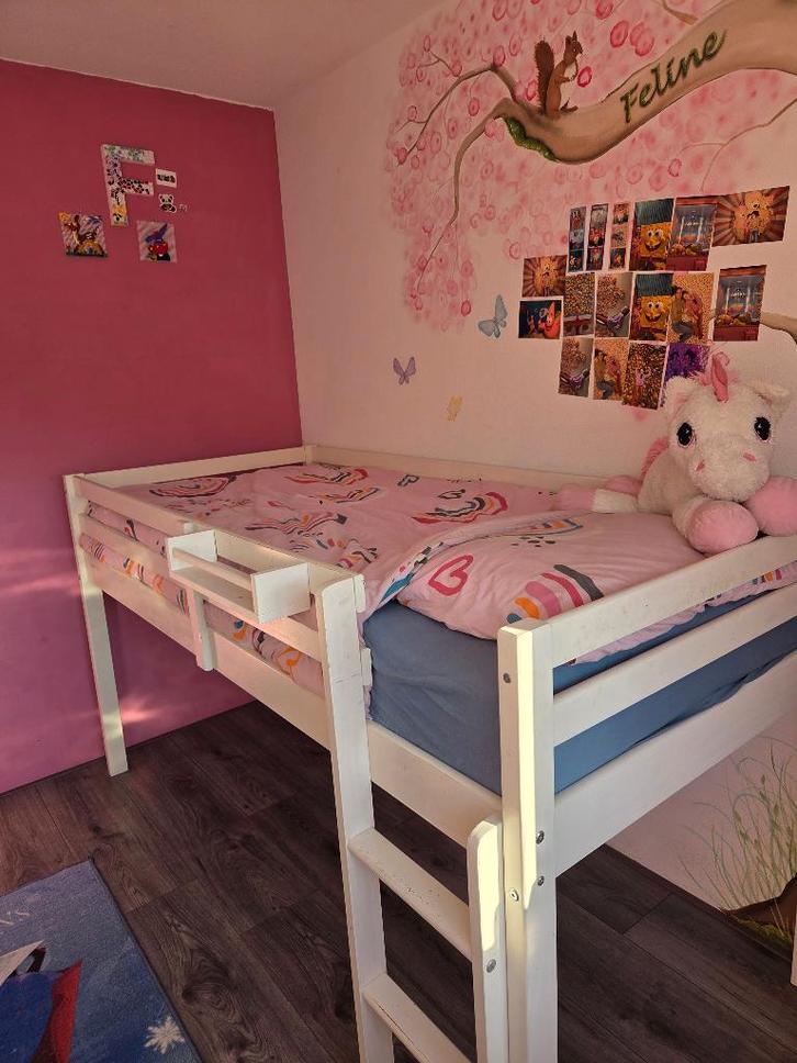 Bed half hoogslaper, Kinderen en Baby's, Kinderkamer | Stapelbedden en Hoogslapers, Gebruikt, Halfhoogslaper, Ophalen
