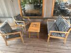 Leuk hard houten loungesetje, Tuin en Terras, Tuinsets en Loungesets, Bank, Gebruikt, Ophalen of Verzenden, 4 zitplaatsen