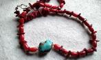 Exclusief Zeldzame ketting Rood koraal Turkoois Arizona, Met hanger, Nieuw, Ophalen of Verzenden, Steen of Mineraal