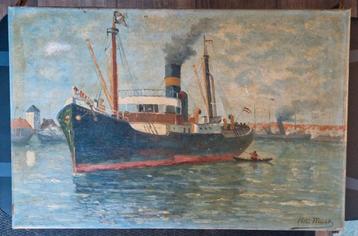 Schilderij Felix Meert Le Neptune dans la port Nieuwpoort beschikbaar voor biedingen