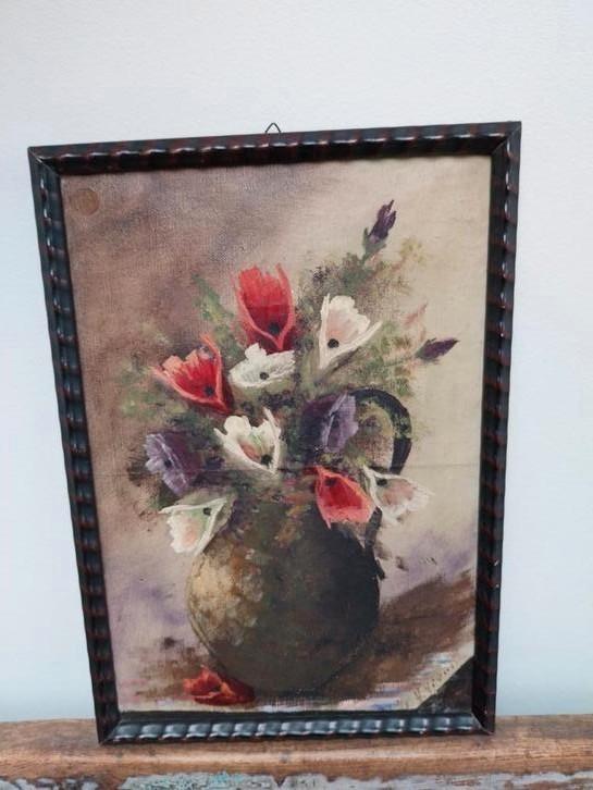 Schilderij met bloemen, Antiek en Kunst, Kunst | Schilderijen | Klassiek, Ophalen of Verzenden