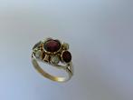 gouden damesring met granaat en pareltjes, Sieraden, Tassen en Uiterlijk, Ringen, Ophalen of Verzenden, Zo goed als nieuw, 17 tot 18