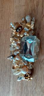 Grote Vintage Broche met Kristal & Parel, Ophalen, Overige materialen, 4 tot 7 cm, Gebruikt