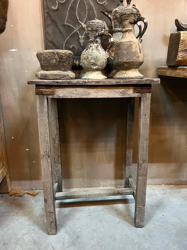 Bijzet tafel oud hout india robuust stoer sober wonen, Huis en Inrichting, Tafels | Bijzettafels, Nieuw, Rechthoekig, 60 cm of meer