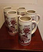 Set van 5 Amstel bierpullen - Handgeschilderd Delfts Rood, Antiek en Kunst, Ophalen of Verzenden