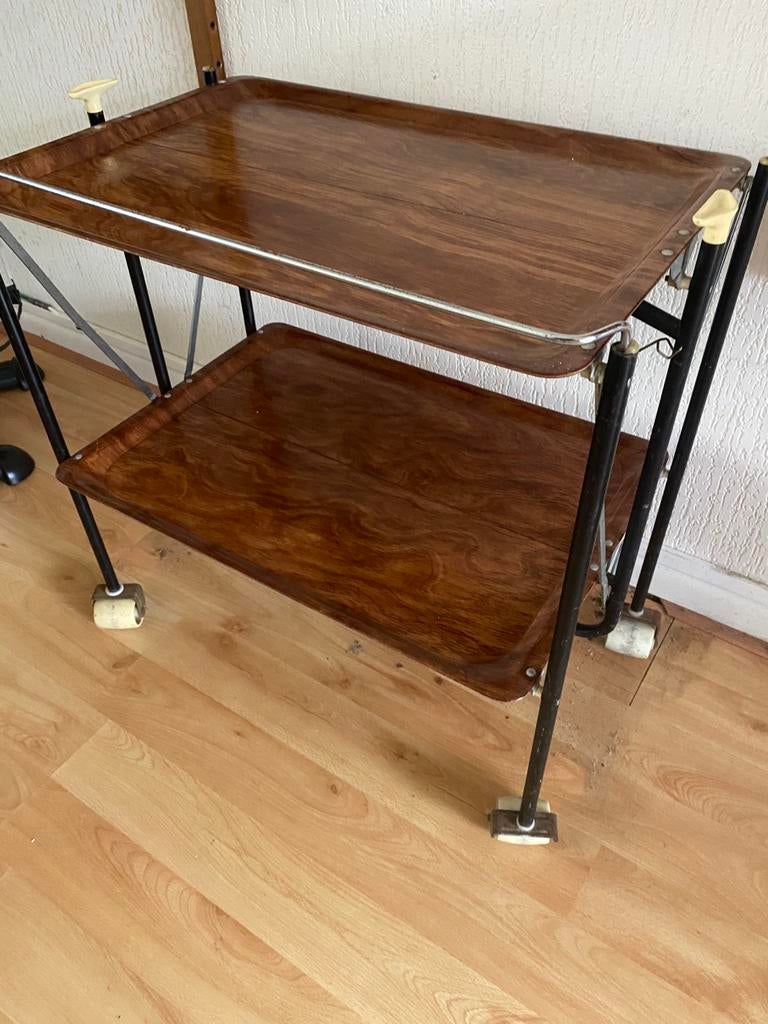 opklapbaar en verrijdbaar vintage serveertafeltje, jaren '60, Ophalen of Verzenden, Huis en Inrichting